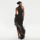 High Quality Women Sexy Off the Shoulder Bodycon Long Bandage Ruffles Dress Celebrate Evening Party Birthday Outfit